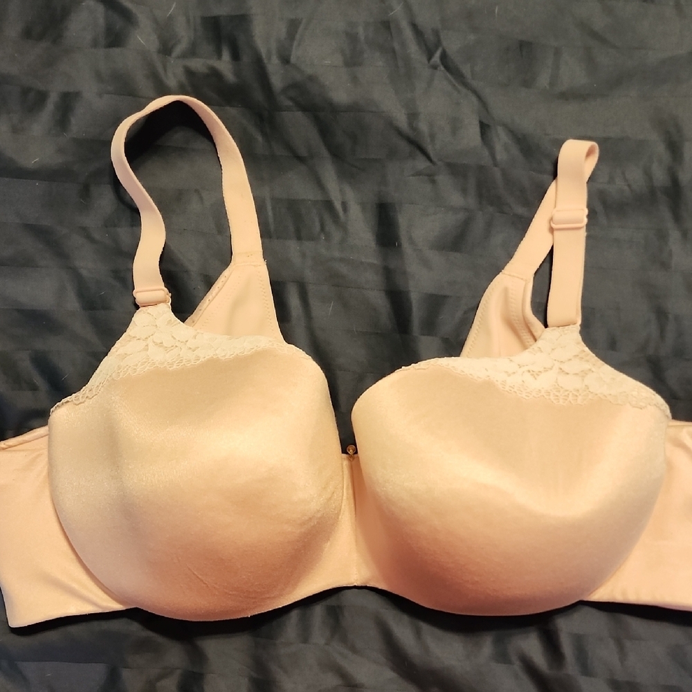 Elegant Lace Trimmed Bra in Light Pink. 46C From Lane Bryant